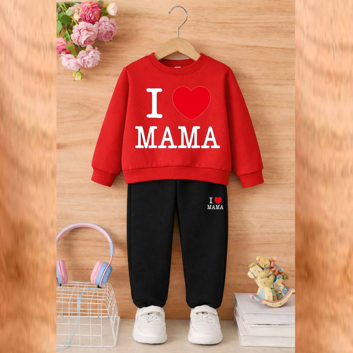 I Love MAMA Kids Sweat Style 2-Pcs Winter Tracksuit. KWTS-02