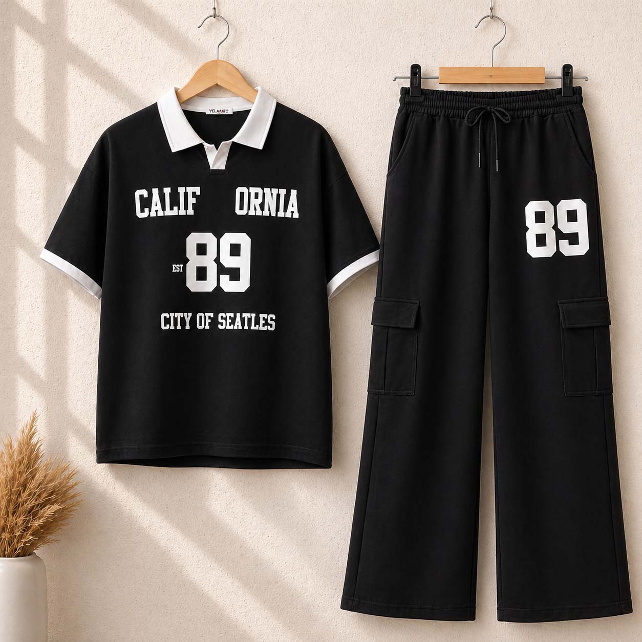 Cali-89 Collar Cargo Style Western 2-Pcs Summer Tracksuit For Her. WSTS-05 V2 Secondary image