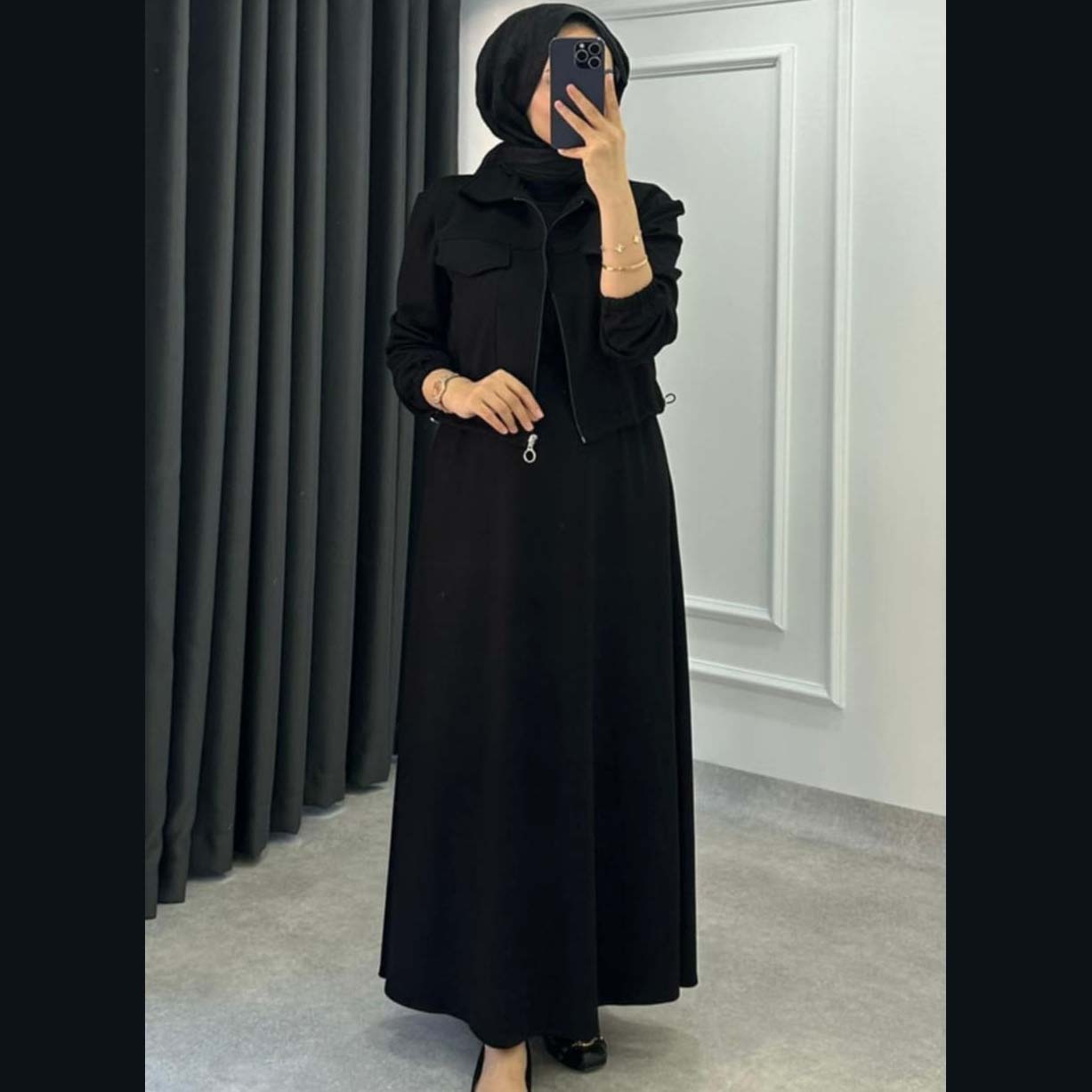 Drop Shoulder Short Jacket Maxi Style 2-Pcs Winter Co-Ord Set. WWTS-15 V3 Secondary image