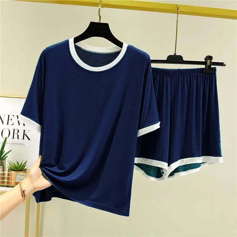 Contrast-Tape Short Style 2-Pcs Summer Launge & Night Wear Suit. WLW-04 Main image