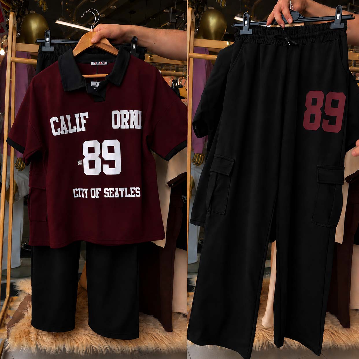 Cali-89 Collar Cargo Style Western 2-Pcs Summer Tracksuit For Her. WSTS-05 Secondary image