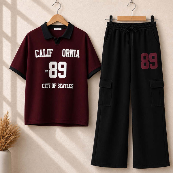 Cali-89 Collar Cargo Style Western 2-Pcs Summer Tracksuit For Her. WSTS-05 V2