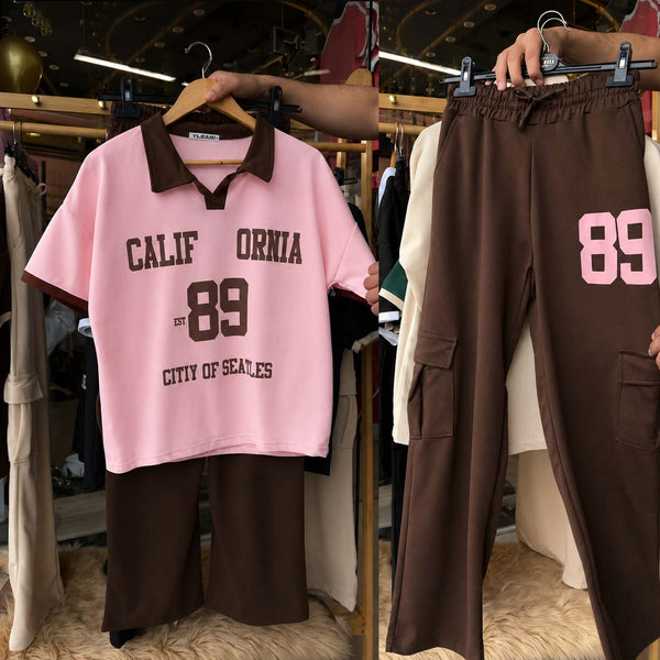 Cali-89 Collar Cargo Style Western 2-Pcs Summer Tracksuit For Her. WSTS-05