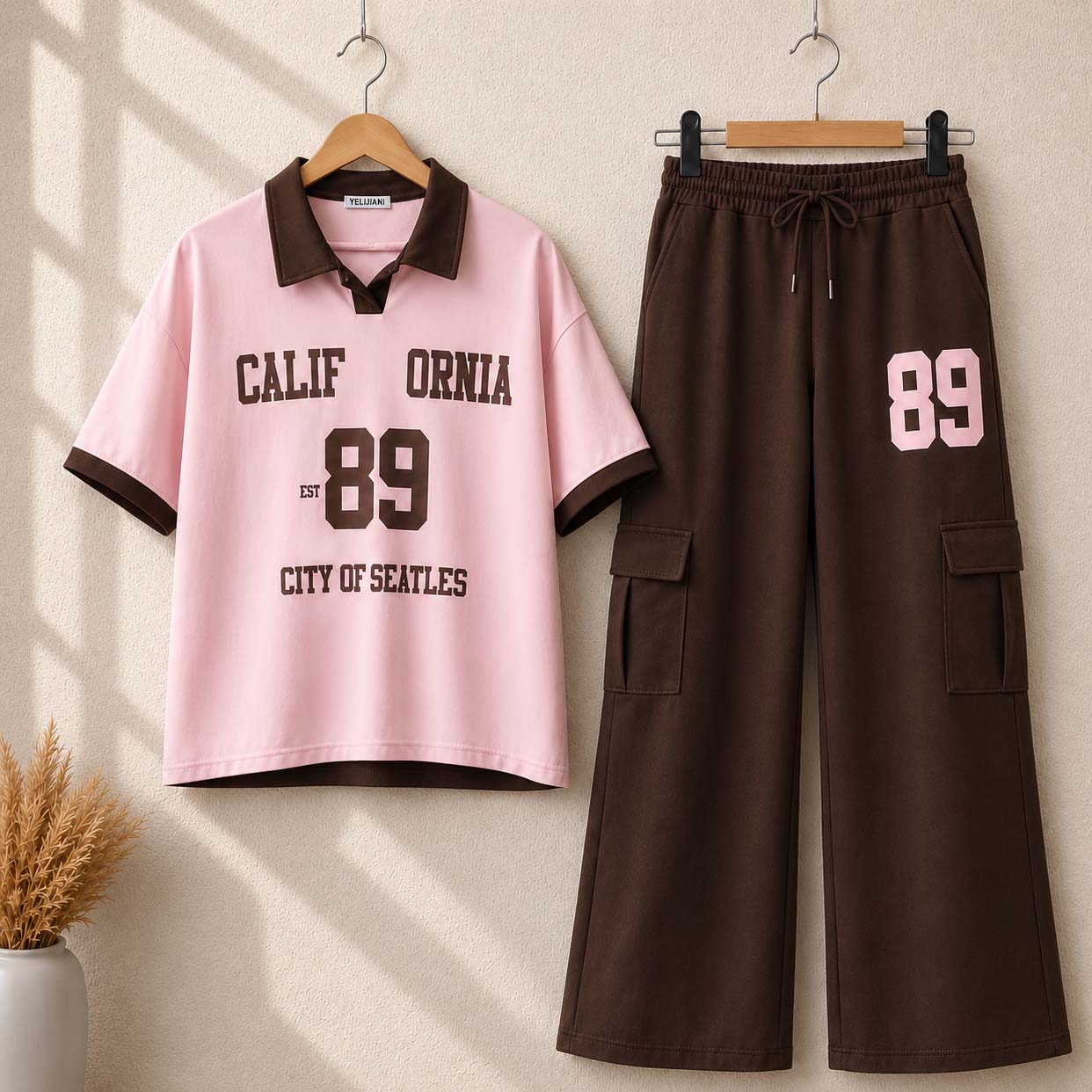Cali-89 Collar Cargo Style Western 2-Pcs Summer Tracksuit For Her. WSTS-05 V2 Main image