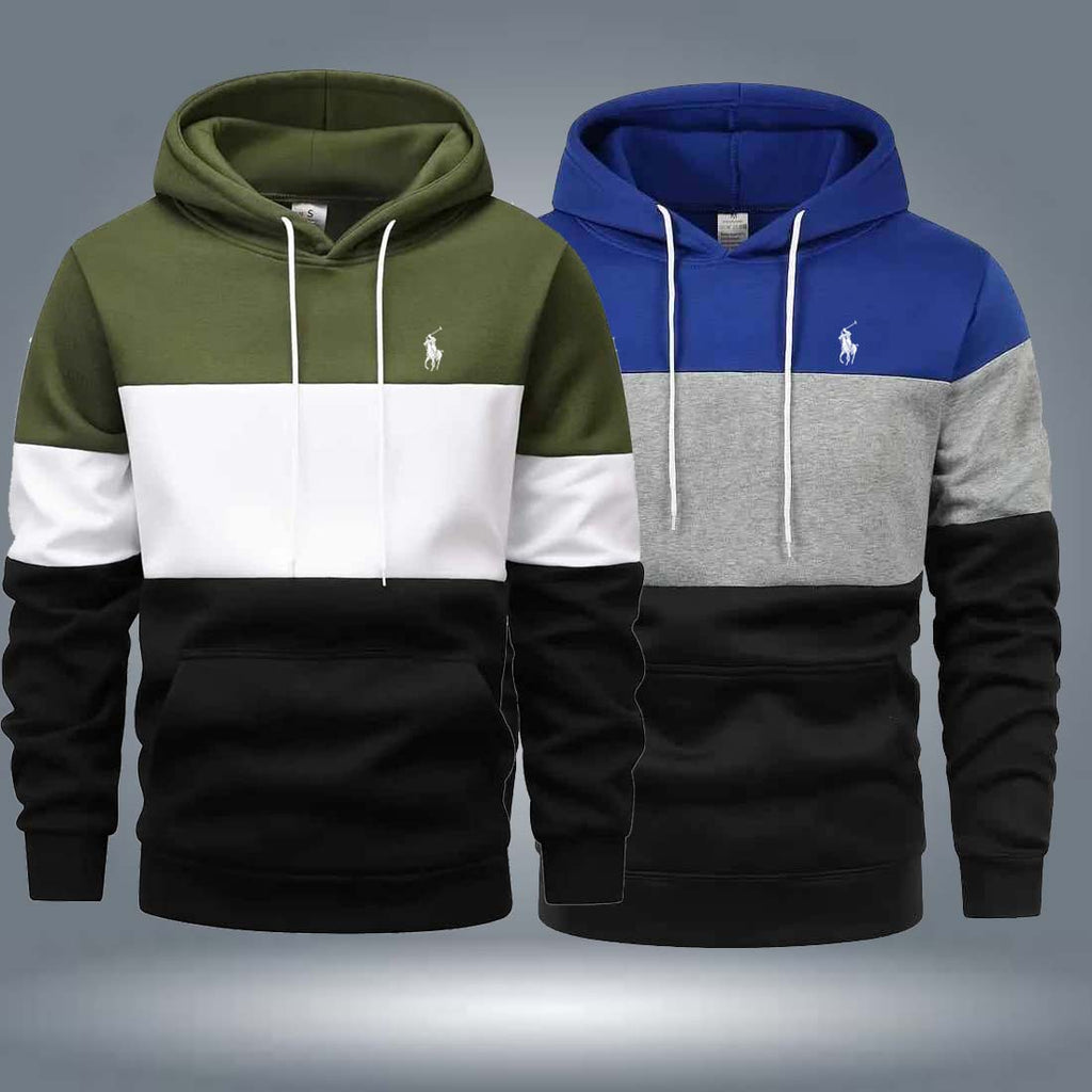 Bundle Of 2 Multi-Colour Pull-Over Printed Casual Hoodies For Winter's.