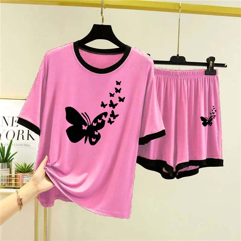 Contrast-Tape Short Style Printed 2-Pcs Summer Launge & Night Wear Suit. WLW-04 Main image