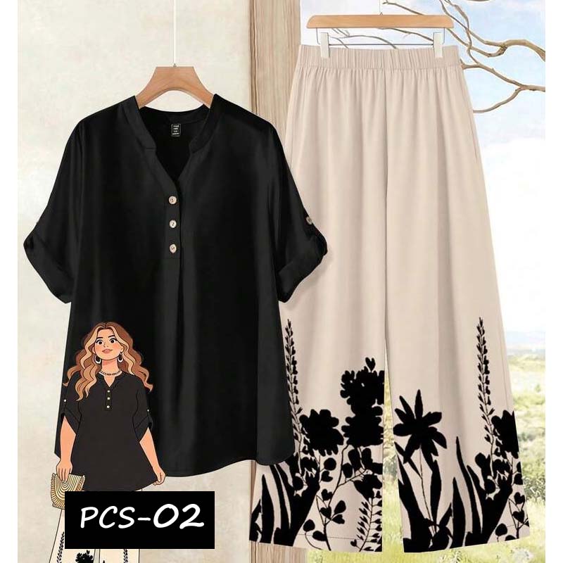 Binara Printed Western Shirt Style 2-Pcs Stiched Co-Ord Set. PCS-02 Main image