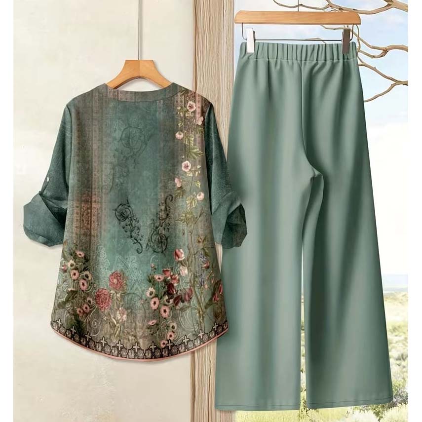 Binara Printed Western Shirt Style 2-Pcs Stiched Co-Ord Set. PCS-10