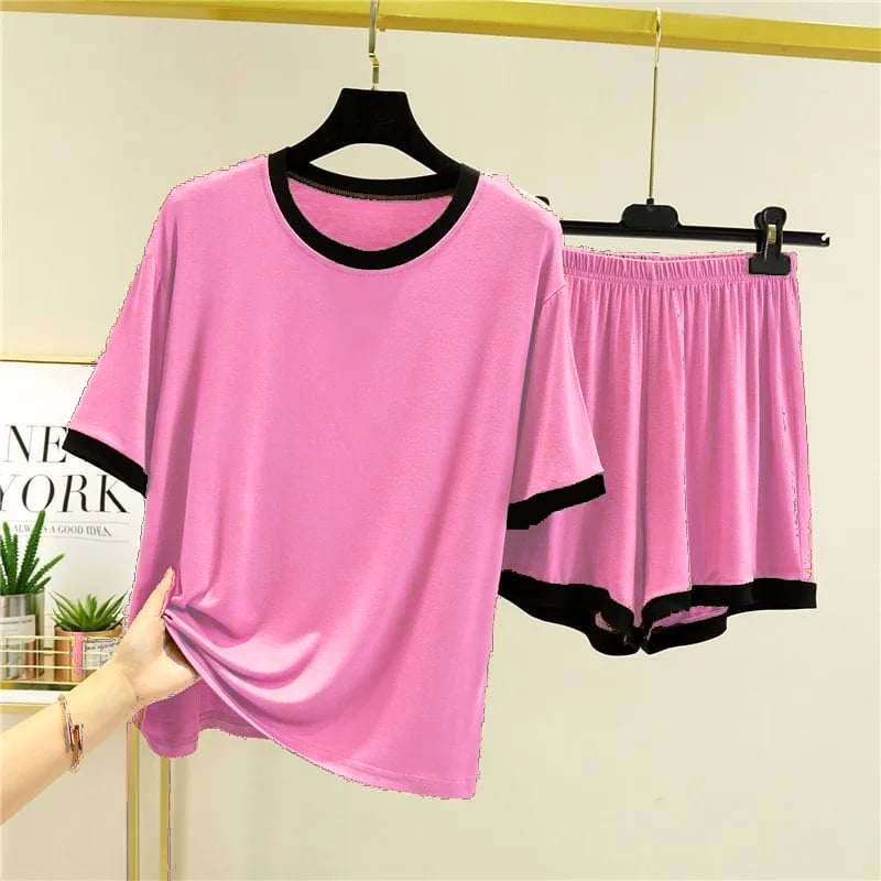 Contrast-Tape Short Style 2-Pcs Summer Launge & Night Wear Suit. WLW-04 Secondary image