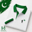 White Contrast Collar Style Hold Flag Logo Printed Azadi Polo Tshirt. V2