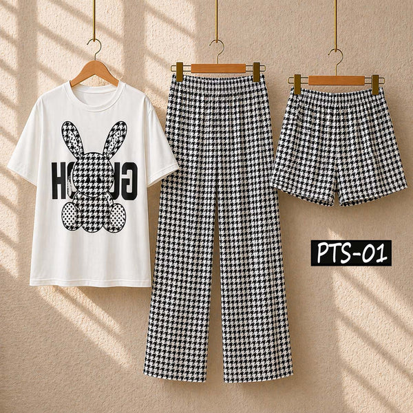 Funky Printed 3-Pcs Summer Launge & Night Wear Suit.