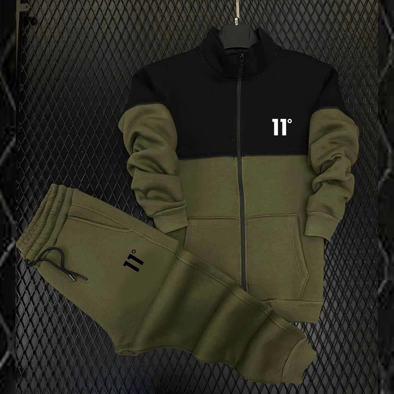 11-Degree Contrast Jacket Style 2-Pcs Premium Quality Winter Tracksuit. MWTS-506 Main image
