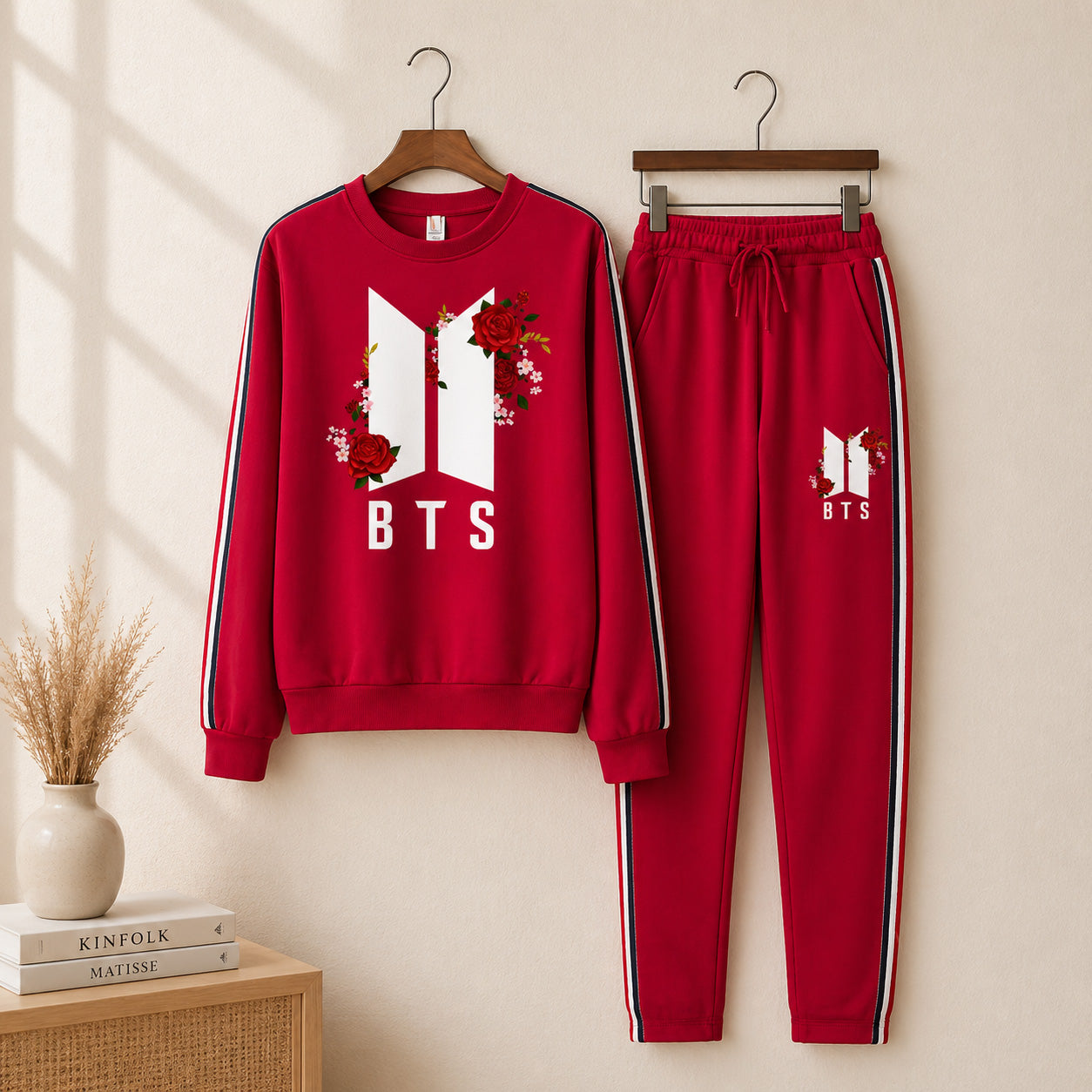 BTS RED Multi-Stripe Style 2-Pcs Summer Suit For Her. Main image