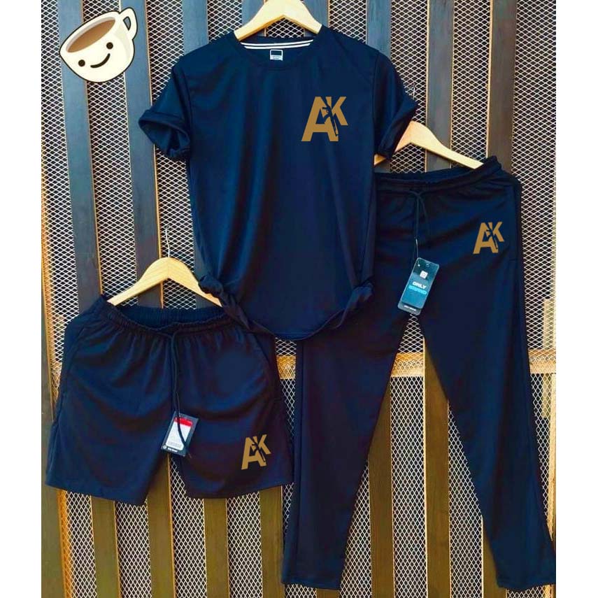 Blue Ak-47 Printed Bundle Of 3 Dry-Fit Premium Quality Summer Suit. Main image