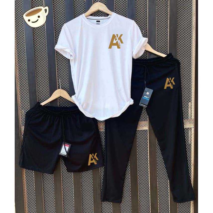 White Ak-47 Printed Bundle Of 3 Dry-Fit Premium Quality Summer Suit.