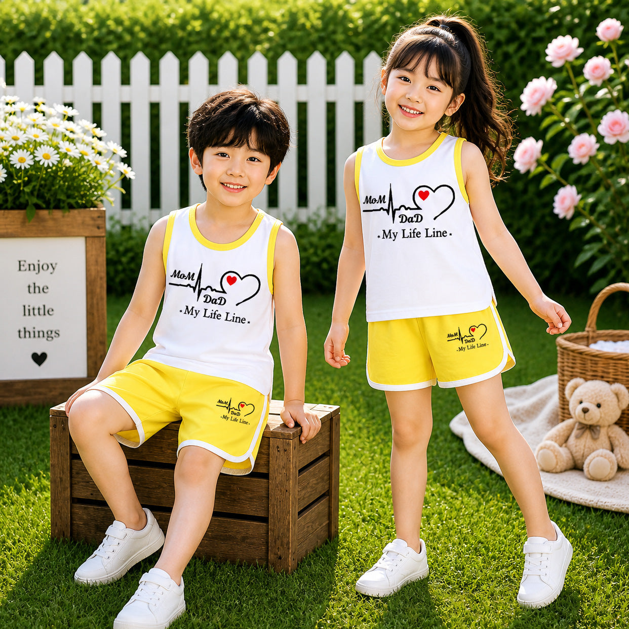 Yellow MD Life-Line Kids Sando Style 2-Pcs Summer Suit. (SD+SH) Main image