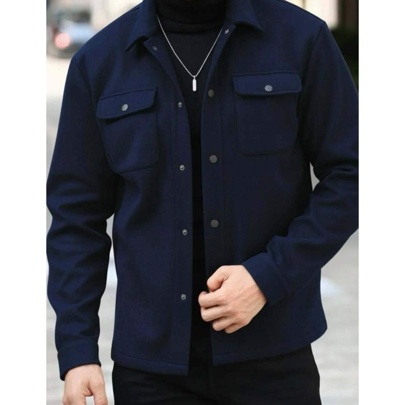 4-Pocket Collar Style Casual Fleece Winter Button Jacket. MWJ-401-V3 Main image