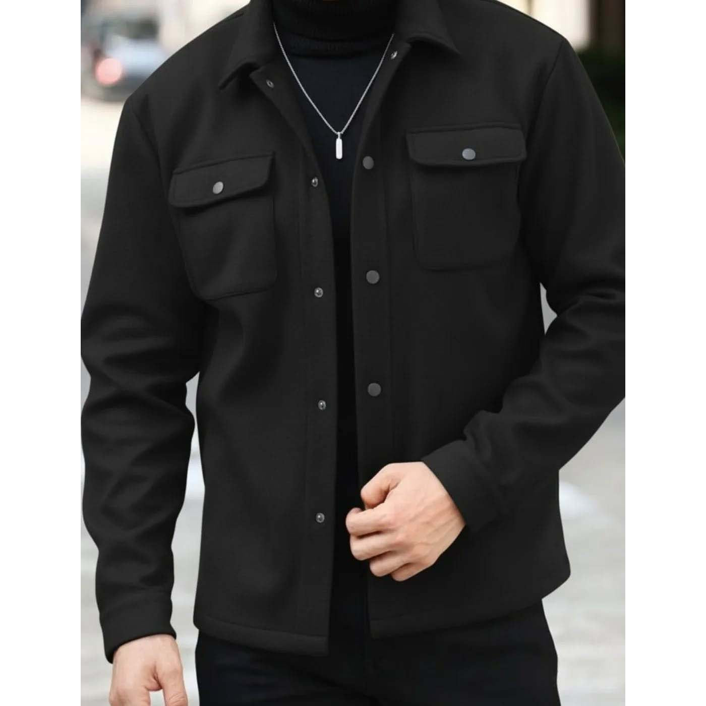4-Pocket Collar Style Casual Fleece Winter Button Jacket. MWJ-401-V3 Secondary image