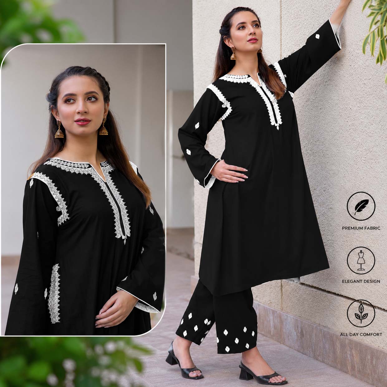 Tomato Pocket Style Thread Embroidery 2-Pcs Stiched Suit. V4