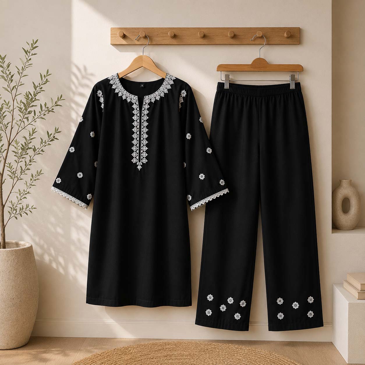 Tomato Pocket Style Thread Embroidery 2-Pcs Stiched Suit. V3