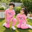 Pink I Love D+M Kids Trouser Pintex Style 2-Pcs Summer Suit. (HTS+TR)
