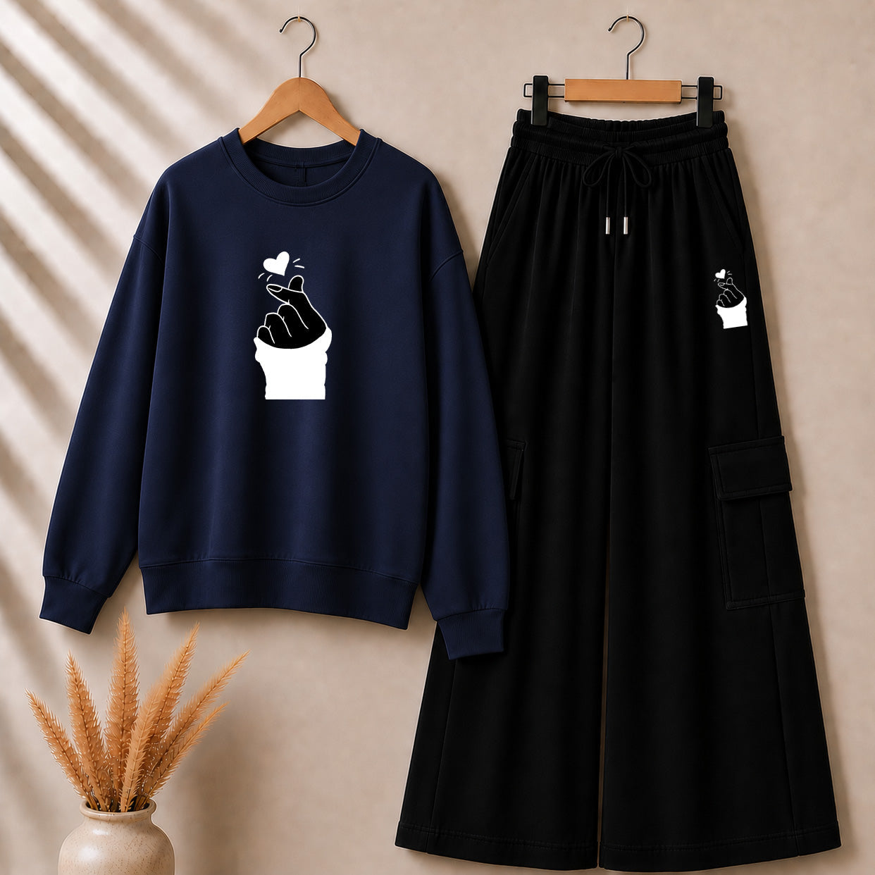 Navy-Blue Chutki Printed Sweat Style Tshirt & Cargo Trouser 2-Pcs Summer Tracksuit. D-7 (Copy) Main image