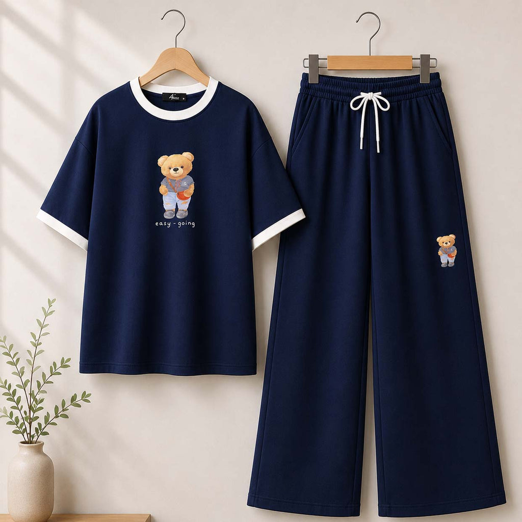 Bear Going Drop-Shoulder Style 2-Pcs Summer Dry-Fit Tracksuit For Her. WSTS-03 V2