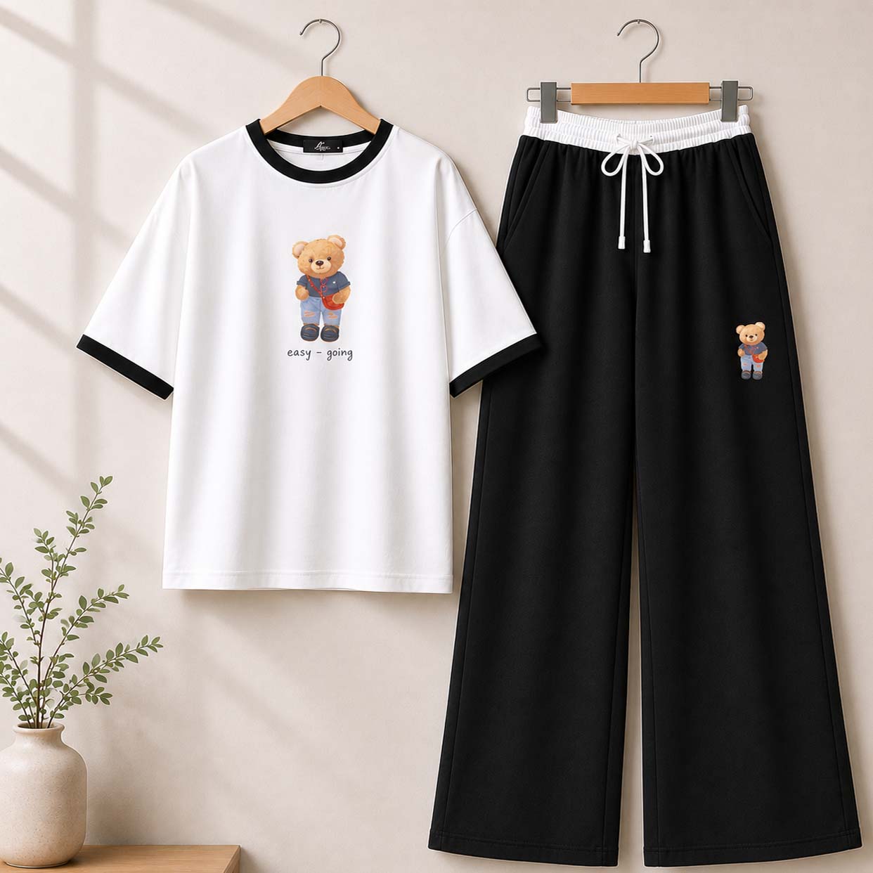 Bear Going Drop-Shoulder Style 2-Pcs Summer Dry-Fit Tracksuit For Her. WSTS-03 V2