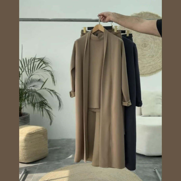 Long Gown Style 3-Pcs Winter Co-Ord Suit. WWTS-13