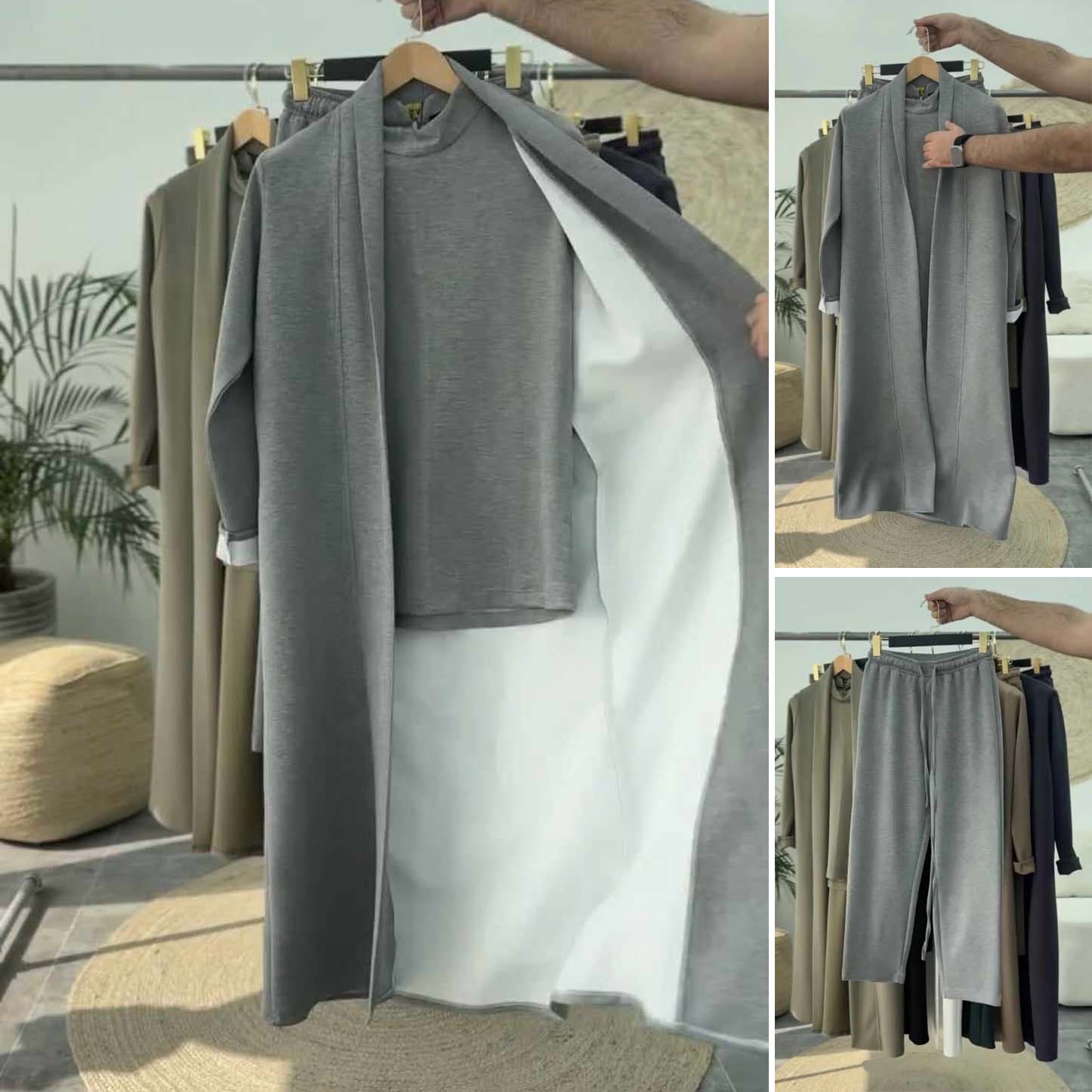 Long Gown Style 3-Pcs Winter Co-Ord Suit. WWTS-13 Main image