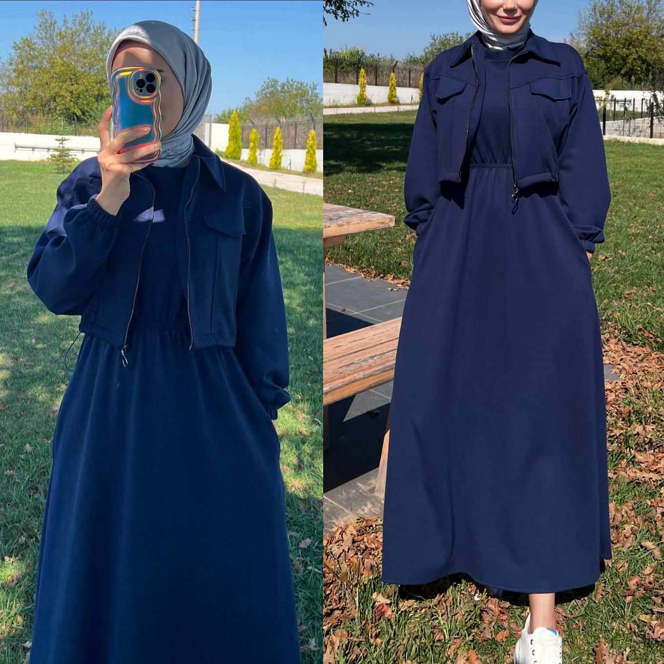 Drop Shoulder Short Jacket Maxi Style 2-Pcs Winter Co-Ord Set. WWTS-15 Secondary image