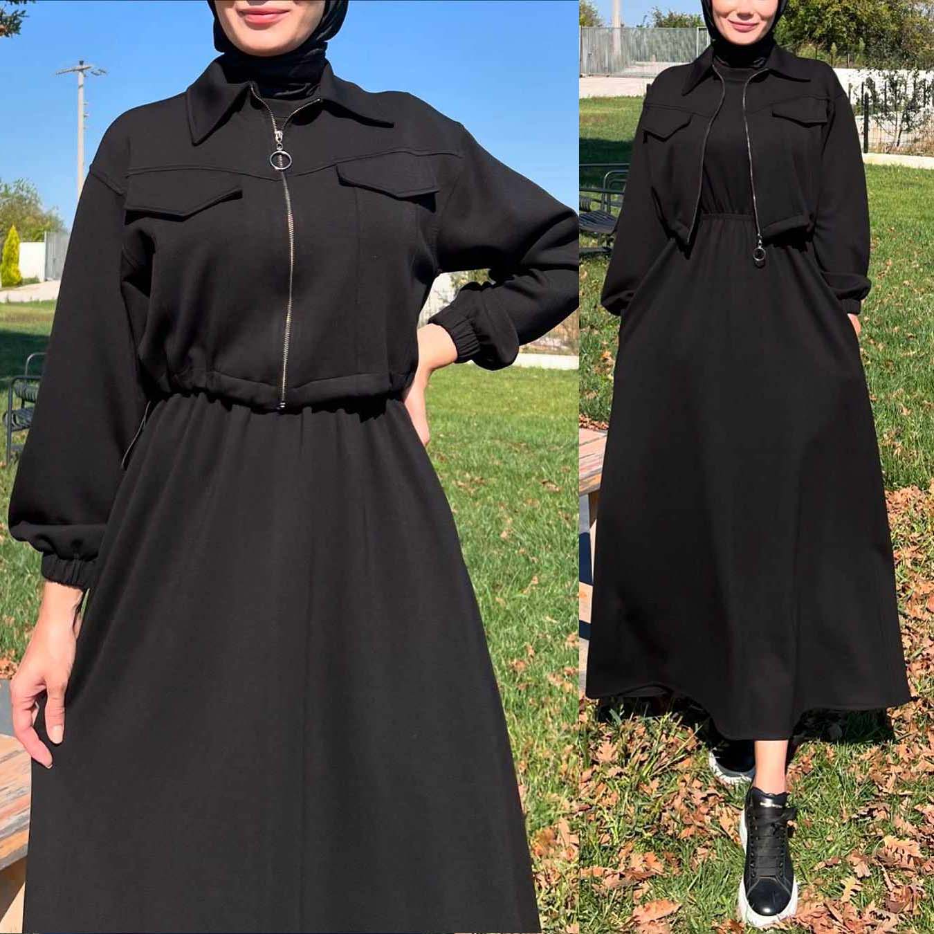 Drop Shoulder Short Jacket Maxi Style 2-Pcs Winter Co-Ord Set. WWTS-15 Main image