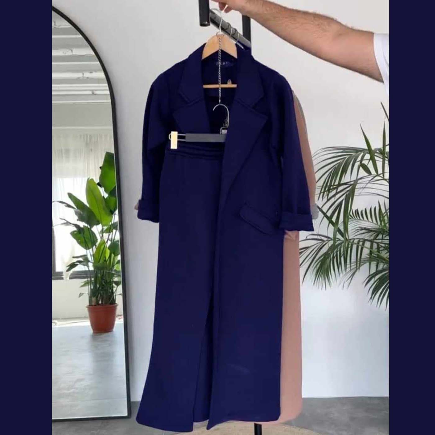 Long Trench Coat Style 2-Pcs Winter Co-Ord Set. WWTS-08 Secondary image